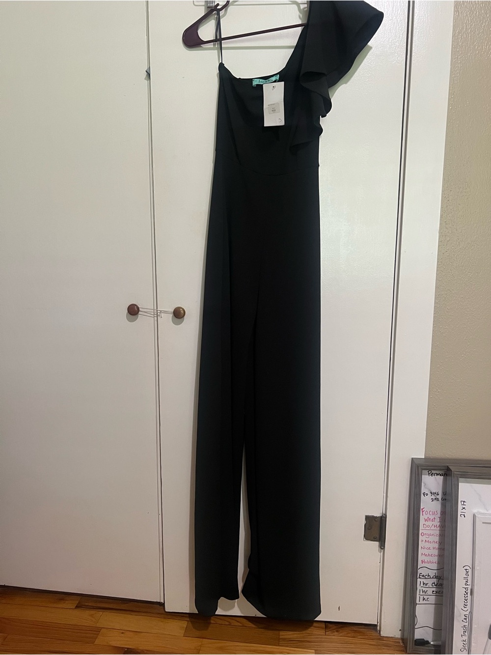 Karlie Black One-Shoulder Ruffle Jumpsuit